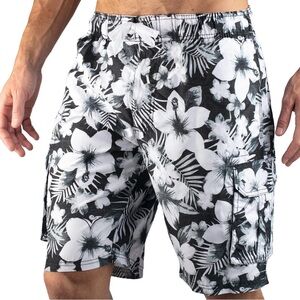 Kanu Surf Monochrome Floral Men's swim Shorts Trunks - 2X - NWOT